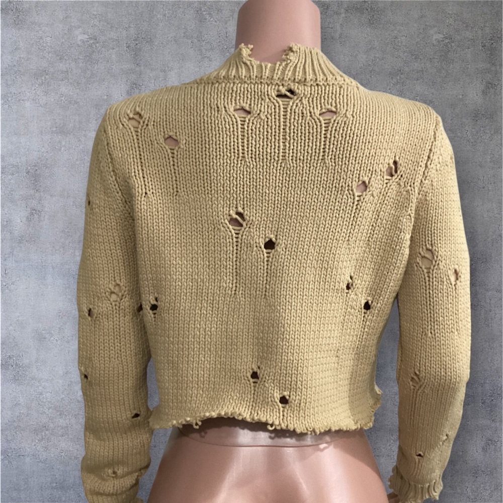 Zara Distressed Cropped Sweater Size Small - Picture 3 of 5
